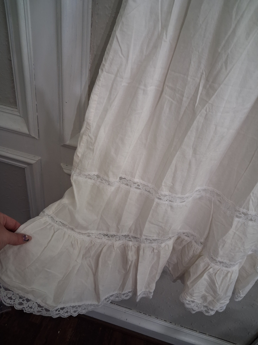 Vintage 100% cotton cottage Prairie peignoir set nightgown robe lace embroidery - Picture 10 of 10